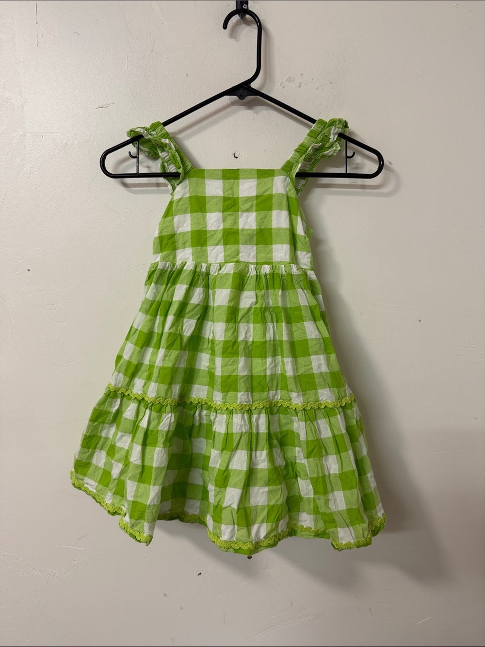 Green and White Gingham Ruffled Sundress